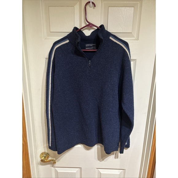 American Eagle Outfitters Other - American Eagle Quarter Zip‎ Lambswool Sweater Mock Neck Size XL  Navy Blue